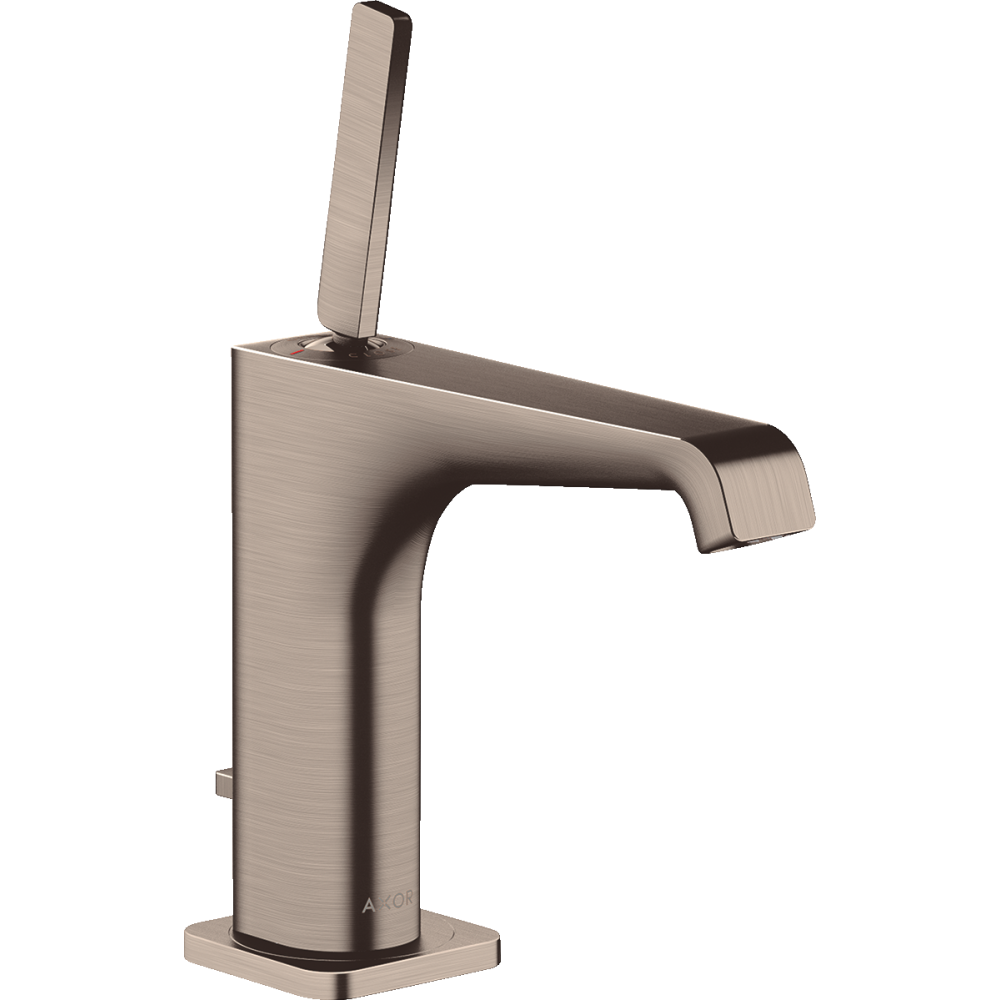 Смеситель для раковины Axor Citterio E, 130, однорычажный, со сливным гарнитуром, 36100820, шлифованный никель