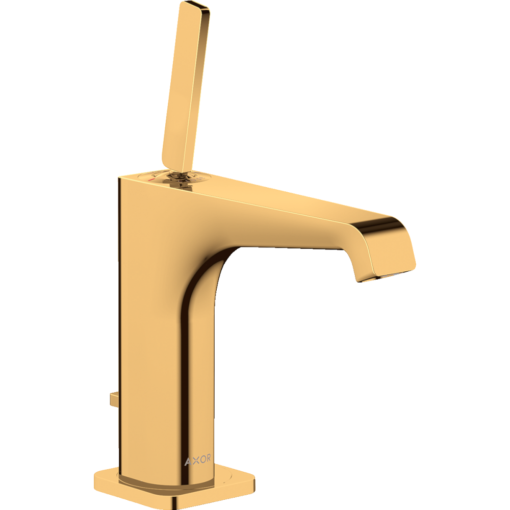Смеситель для раковины Axor Citterio E, 130, однорычажный, со сливным гарнитуром, 36100990, полированное золото