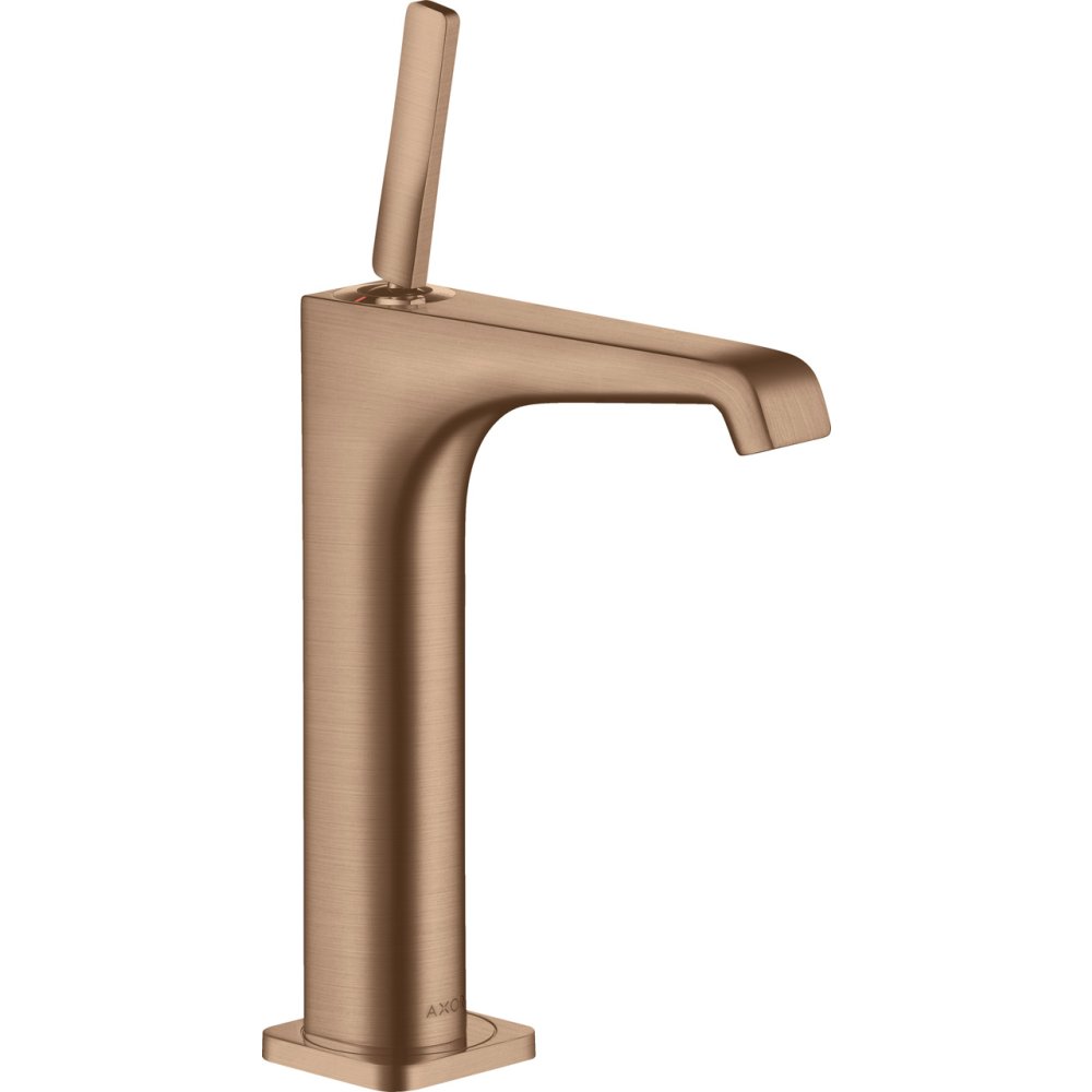 Смеситель для накладной раковины Axor Citterio E, 190, однорычажный, с незапираемым сливным набором, 36103310, шлифованное красное золото
