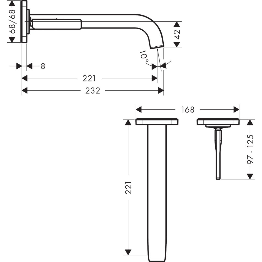 Смеситель для раковины, однорычажный Axor Citterio E, 36106830, полированный никель