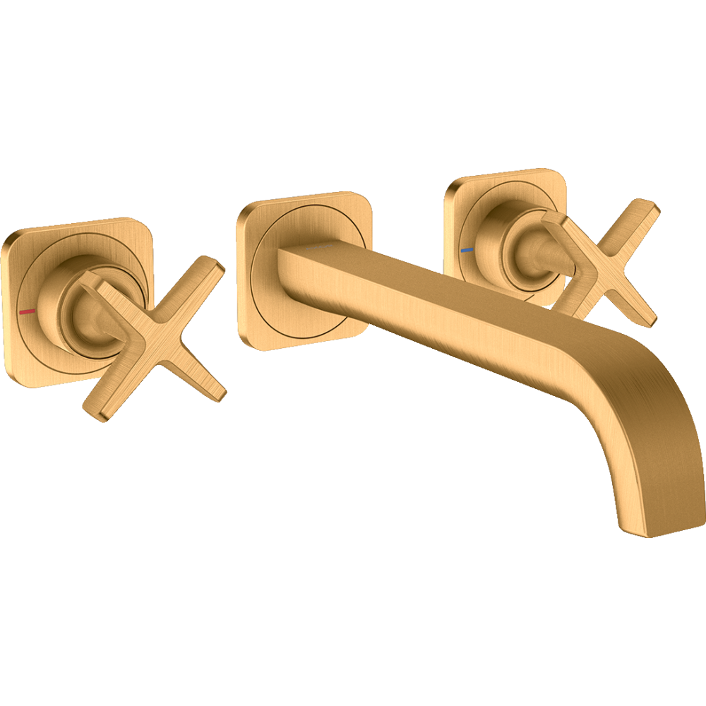 Смеситель для раковины Axor Citterio E, скрытого монтажа, с изливом 220 мм, на 3 отверстия, с отдельными розетками, 36107250, шлифованное золото