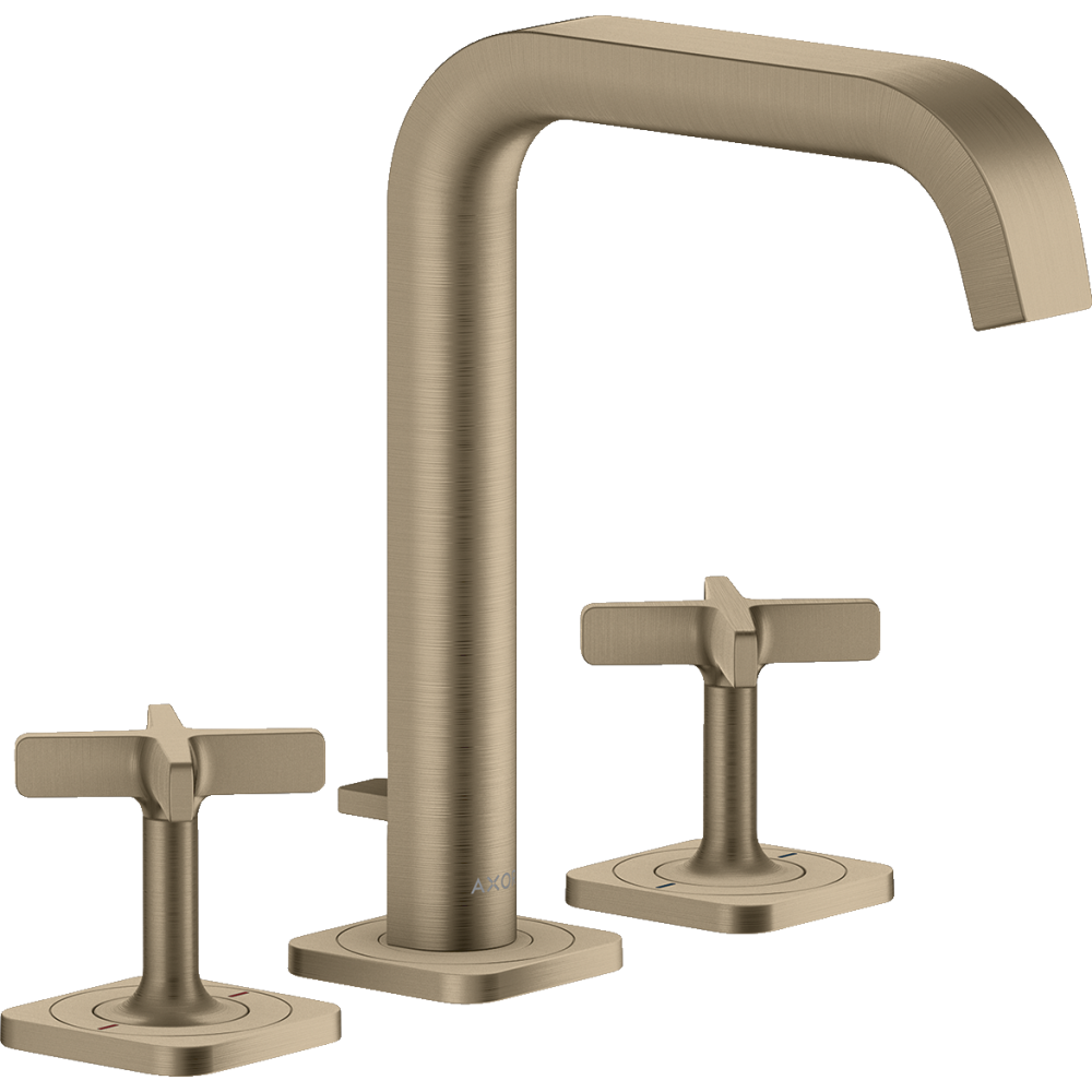 Смеситель для раковины Axor Citterio E, 170, на 3 отверстия, с отдельными розетками, со сливным гарнитуром, 36108820, шлифованный никель