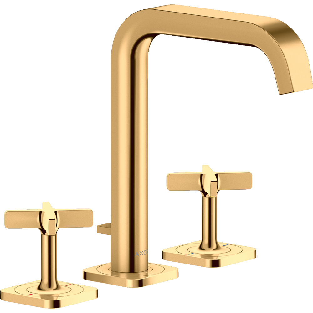 Смеситель для раковины Axor Citterio E, 170, на 3 отверстия, с отдельными розетками, со сливным гарнитуром, 36108930, полированная медь