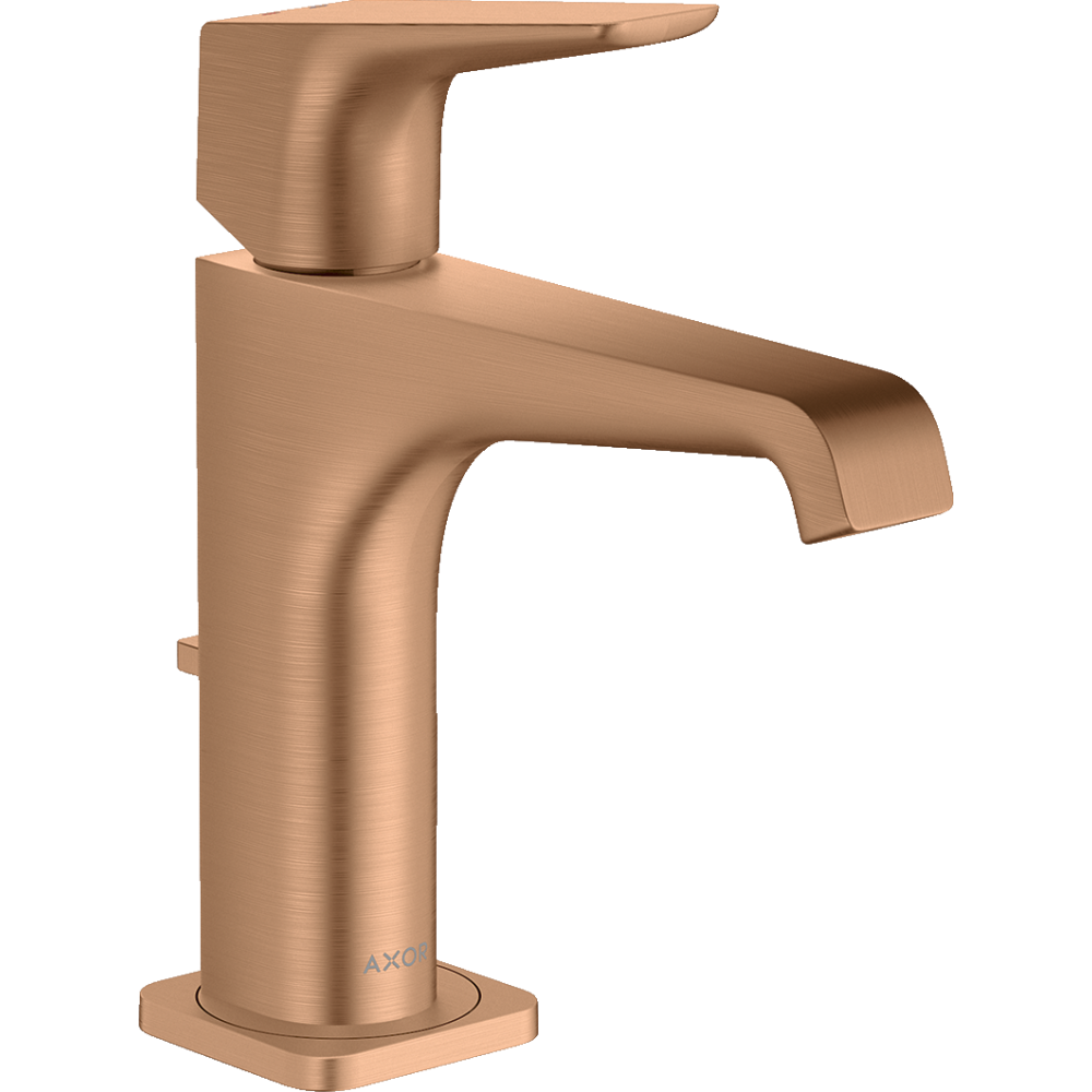 Смеситель для раковины Axor Citterio E, 130, однорычажный, с рычаговой рукояткой, со сливным гарнитуром, 36110140, шлифованная бронза
