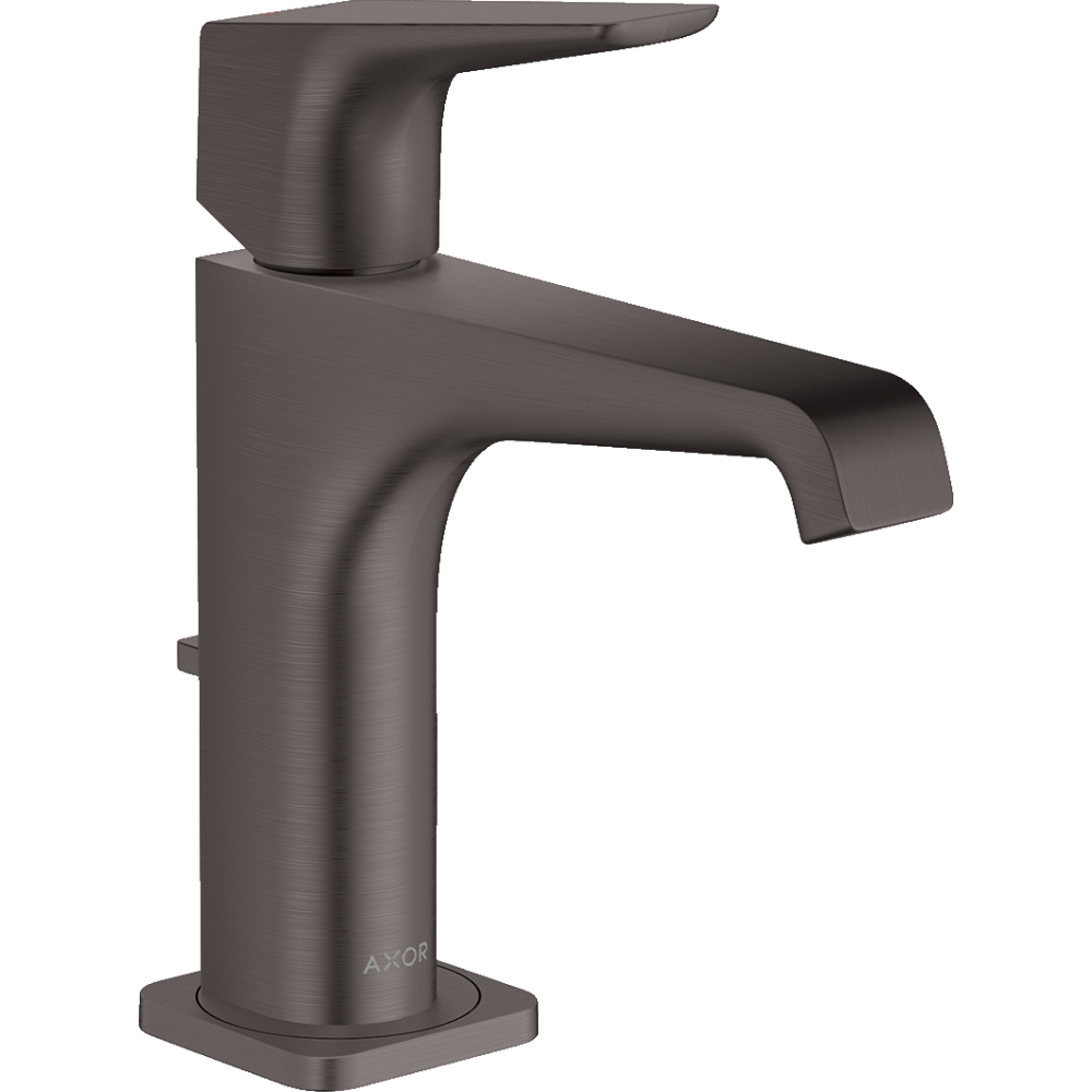 Смеситель для раковины Axor Citterio E, 130, однорычажный, с рычаговой рукояткой, со сливным гарнитуром, 36110340, шлифованный черный хром 