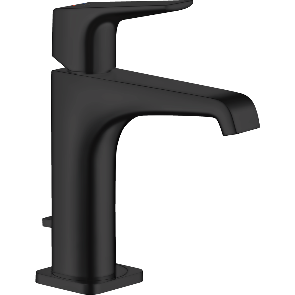 Смеситель для раковины Axor Citterio E, однорычажный, 130, с рычаговой рукояткой, со сливным гарнитуром, 36110670, матовый черный