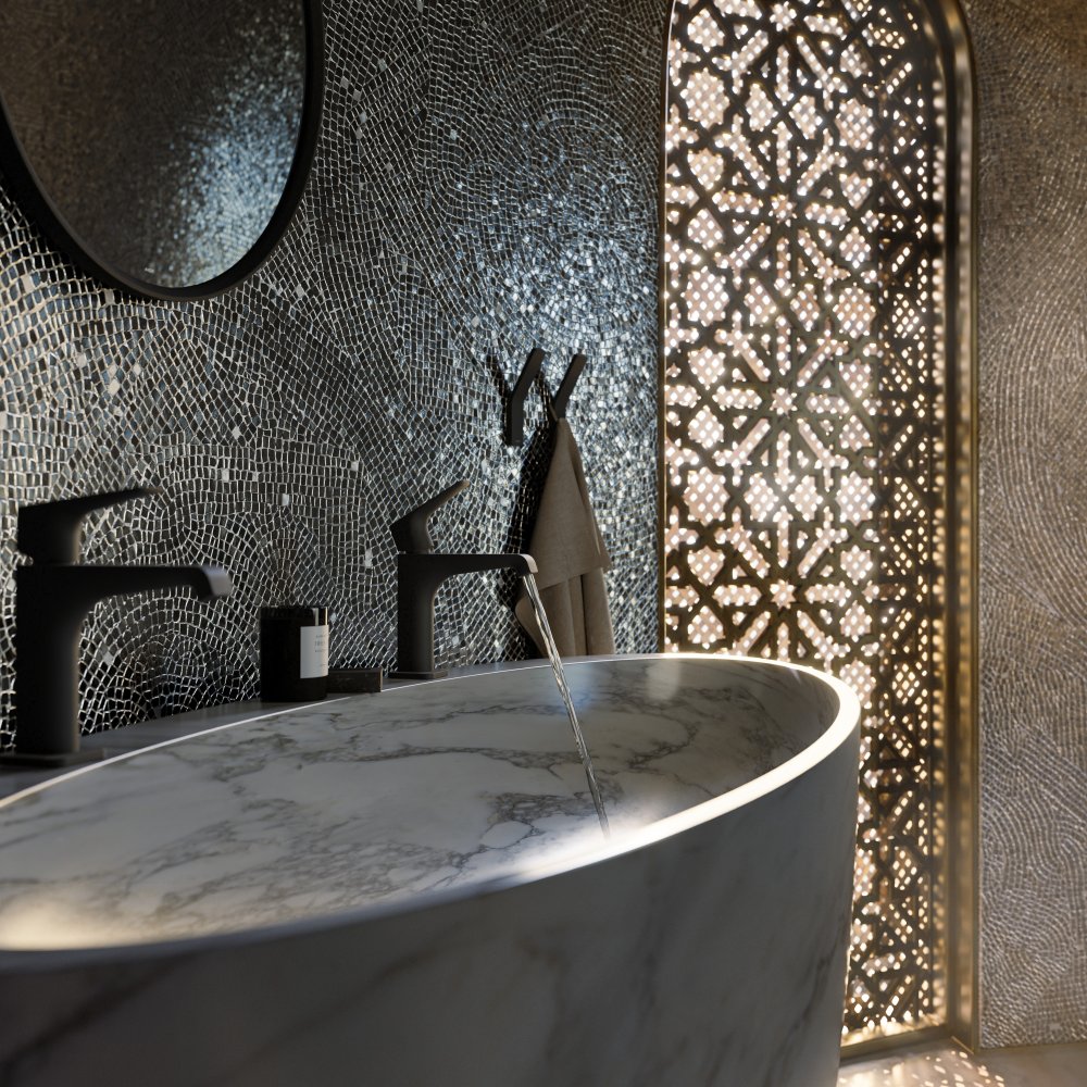 Смеситель для раковины Axor Citterio E, однорычажный, 130, с рычаговой рукояткой, со сливным гарнитуром, 36110670, матовый черный