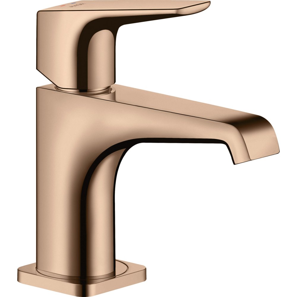 Смеситель для гостевой раковины Axor Citterio E, 90, однорычажный, с рычаговой рукояткой, с незапираемым сливным набором, 36112300, полированное красное золото 
