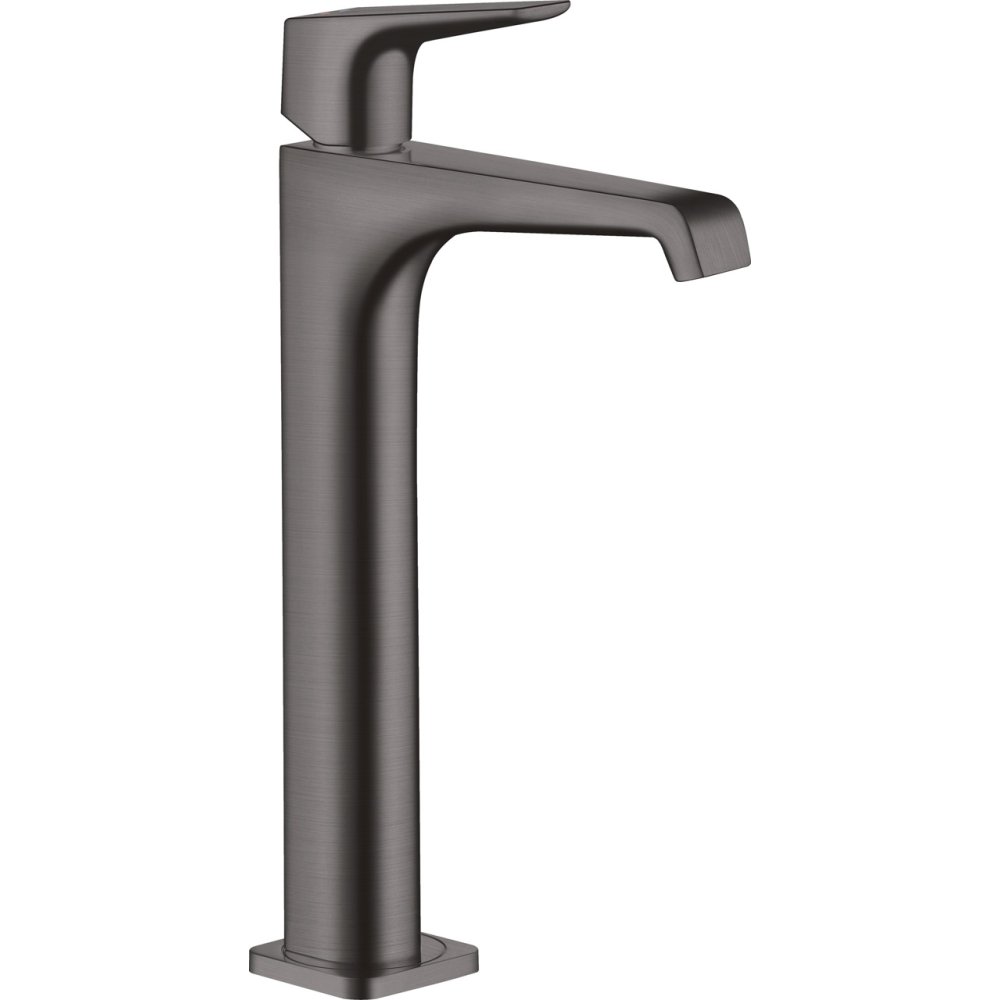 Смеситель для накладной раковины Axor Citterio E, 250, с рычаговой рукояткой, со сливным гарнитуром, 36113340, шлифованный черный хром 