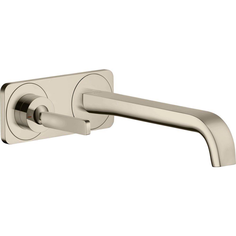 Смеситель для раковины Axor Citterio E, однорычажный, настенный, с изливом 221 мм, с панелью, 36114830, полированный никель