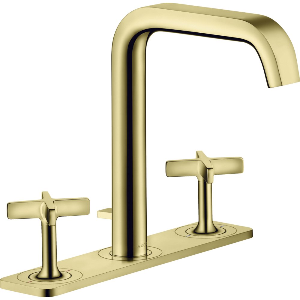 Смеситель для раковины Axor Citterio E, 170, на 3 отверстия, с панелью, со сливным гарнитуром, 36116930, полированная медь