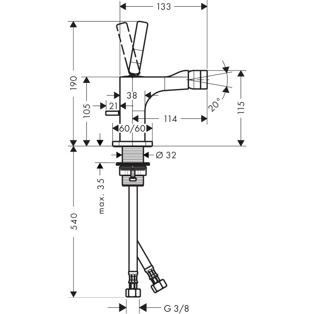 Смеситель для биде Axor Citterio E, однорычажный, 36120310, шлифованное красное золото