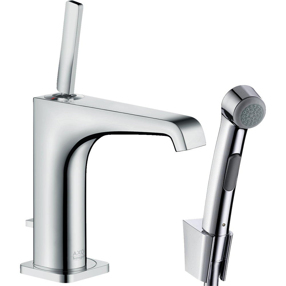 Смеситель для раковины Axor Citterio E, однорычажный, 130, с набором для биде, 36130340, шлифованный черный хром 