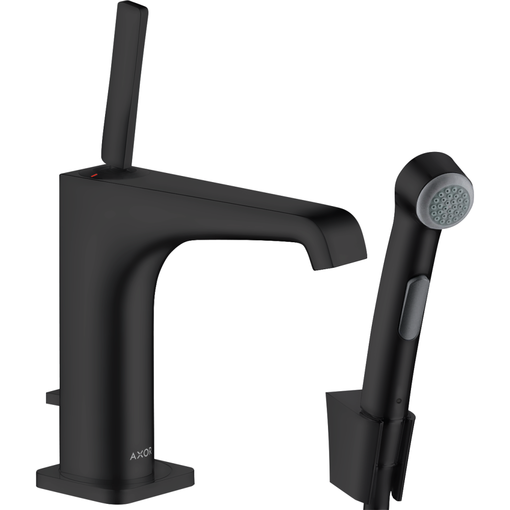 Смеситель для раковины Axor Citterio E, однорычажный, 130, с набором для биде со шлангом 1,60 м, 36130670, матовый черный