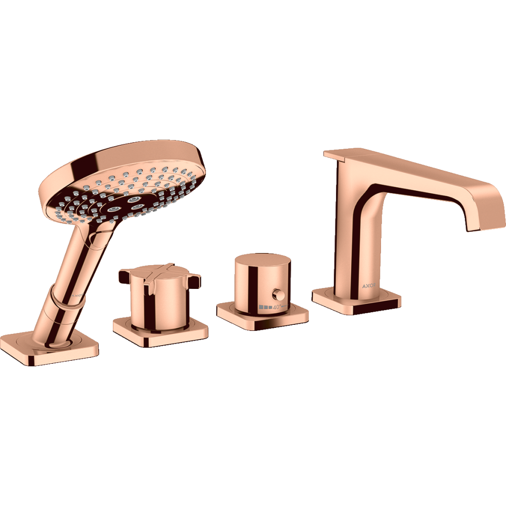 Термостат на край ванны Axor Citterio E, на 4 отверстия, 36411300, полированное красное золото 
