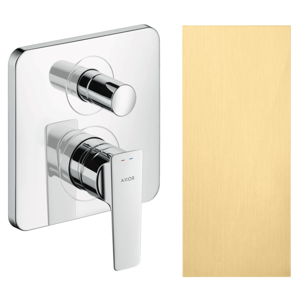 Смеситель для ванны Axor Citterio E, однорычажный, скрытого монтажа, со встроенной защитной комбинацией EN1717, 36457250, шлифованное золото