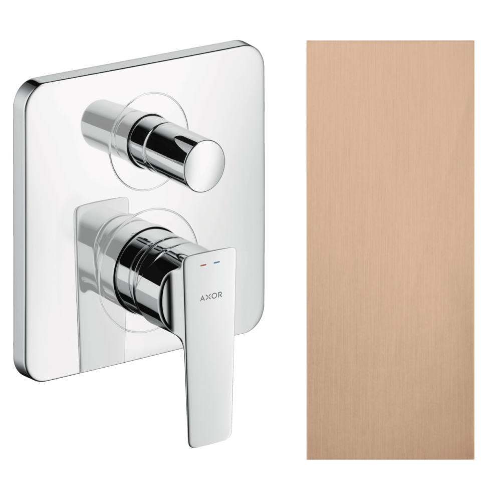 Смеситель для ванны Axor Citterio E, однорычажный, скрытого монтажа, со встроенной защитной комбинацией EN1717, 36457310, шлифованное красное золото