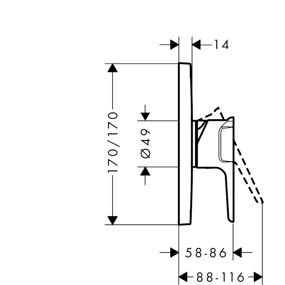 Смеситель для душа Axor Citterio E, однорычажный, скрытого монтажа, 36655140, шлифованная бронза
