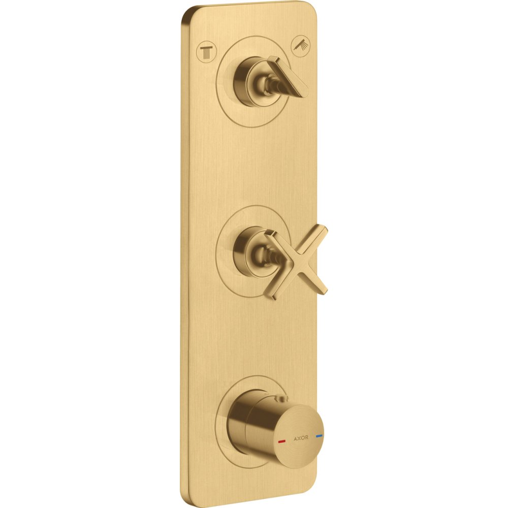 Термостат Axor Citterio E, 380/120, для 2 потребителей, скрытого монтажа, с панелью, 36703250, шлифованное золото