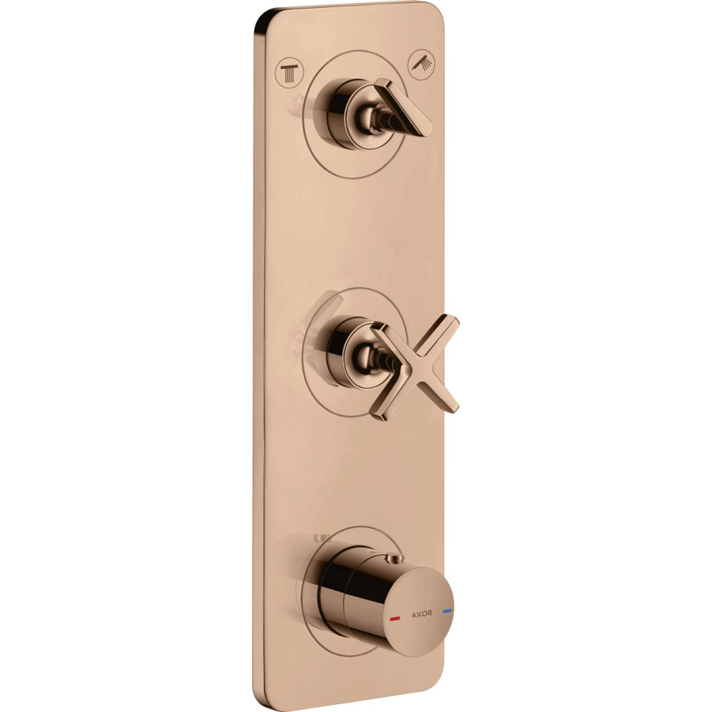Термостат Axor Citterio E, 380/120, для 2 потребителей, скрытого монтажа, с панелью, 36703300, полированное красное золото 
