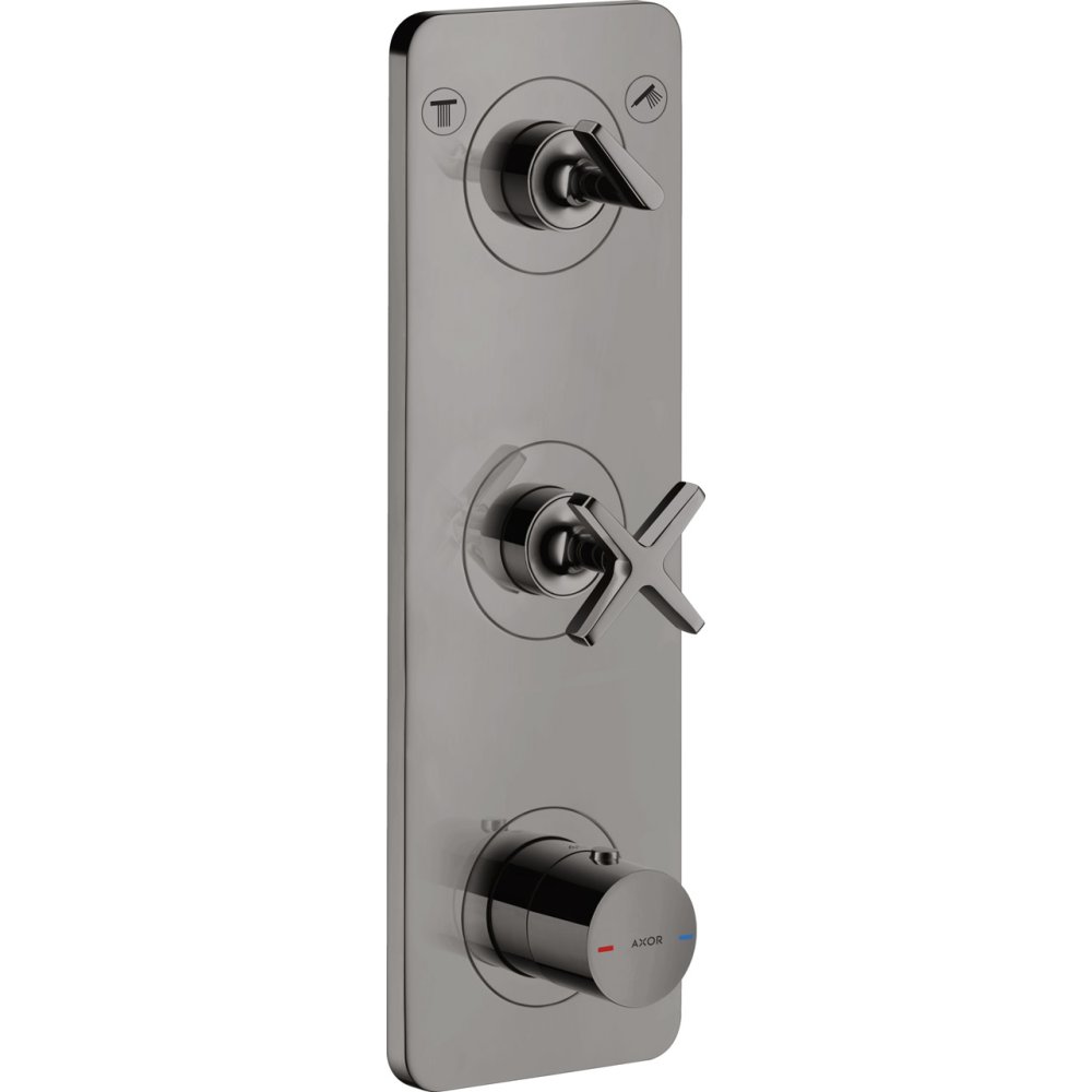 Термостат Axor Citterio E, 380/120, для 2 потребителей, скрытого монтажа, с панелью, 36703330, полированный черный хром 