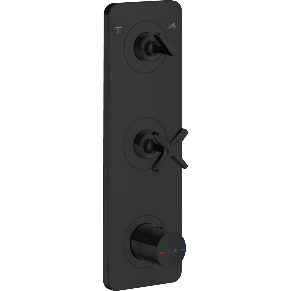 Модуль термостата Axor Citterio E, 380/120, для 2 потребителей, скрытого монтажа, с панелью, 36703670, матовый черный