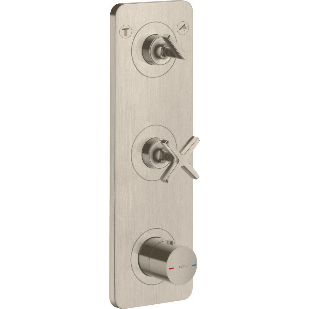 Термостат Axor Citterio E, 380/120, для 2 потребителей, скрытого монтажа, с панелью, 36703820, шлифованный никель
