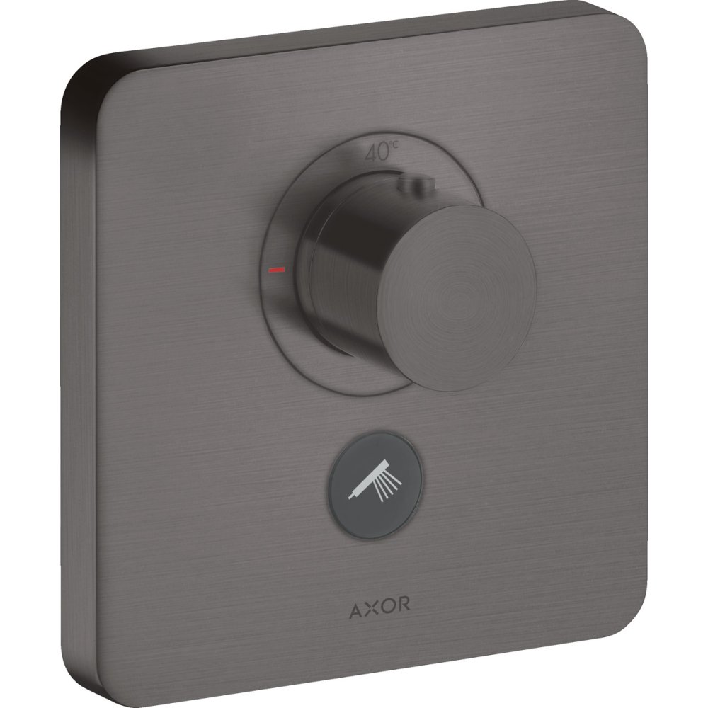 Термостат Axor ShowerSelect, для 1 потребителя, с клапаном для ручного душа, скрытого монтажа, softsquare, 36706340, шлифованный черный хром 