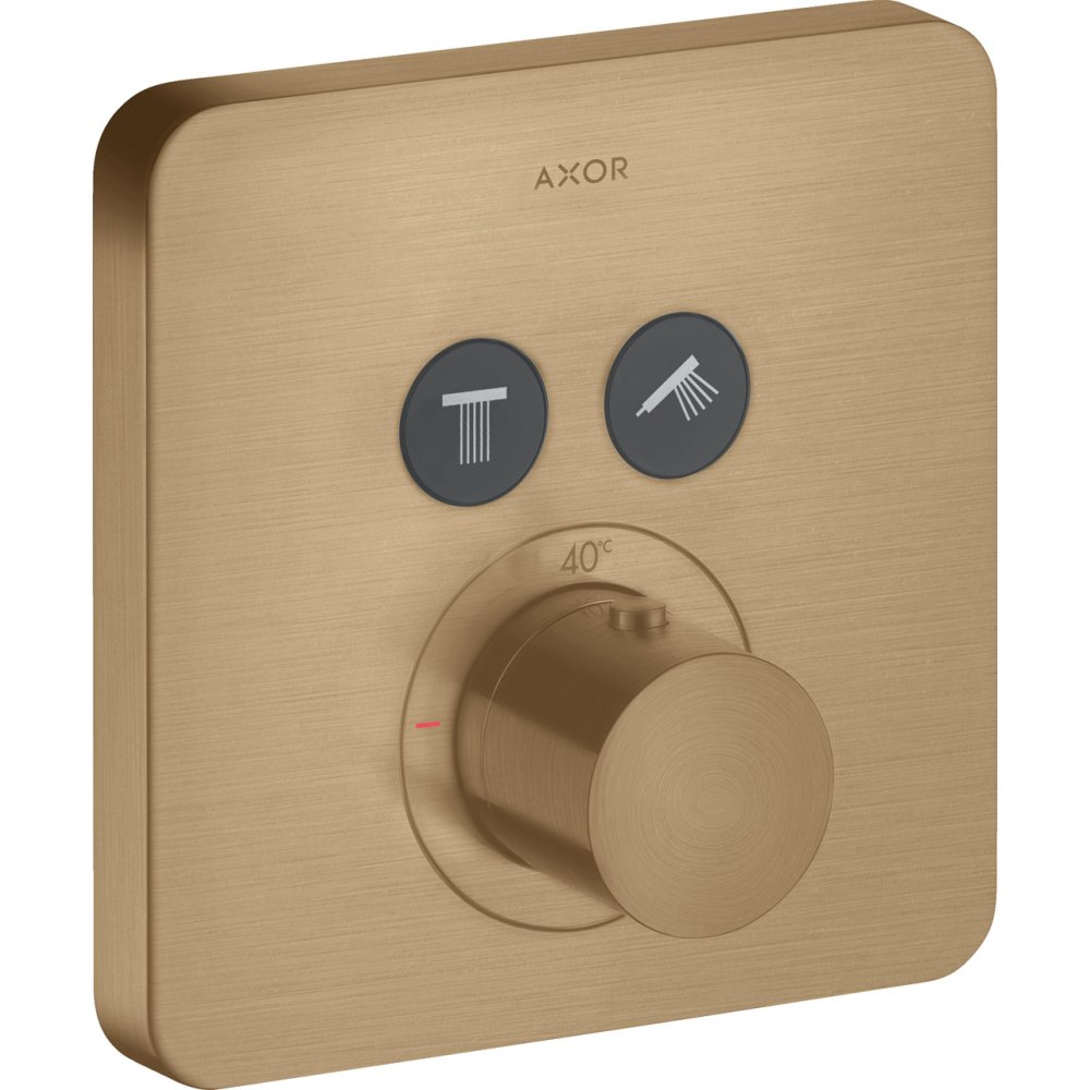 Термостат Axor ShowerSelect, для 2 потребителей, скрытого монтажа, softsquare, 36707140, шлифованная бронза