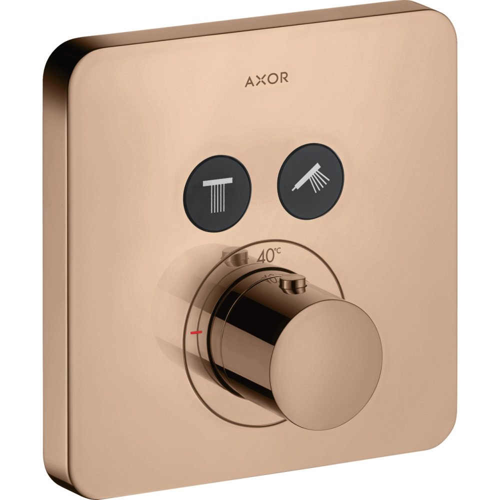Термостат Axor ShowerSelect, для 2 потребителей, скрытого монтажа, softsquare, 36707300, полированное красное золото 