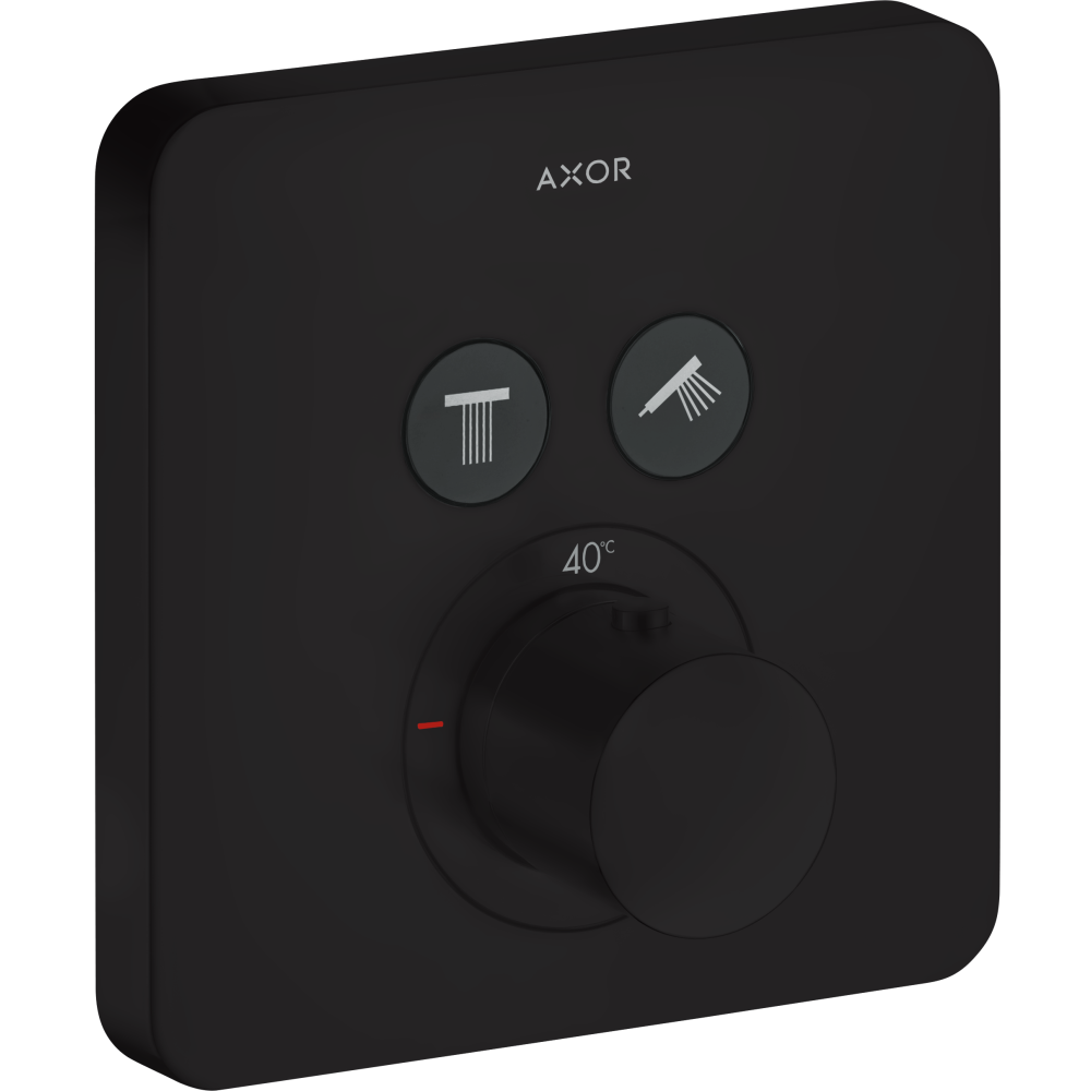 Термостат Axor ShowerSolutions, для 2 потребителей, скрытого монтажа, softsquare, 36707670, матовый черный