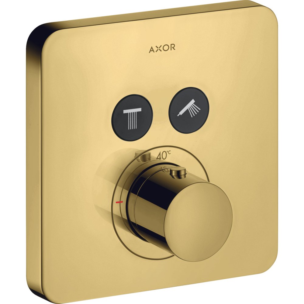 Термостат Axor ShowerSelect, для 2 потребителей, скрытого монтажа, softsquare, 36707990, полированное золото
