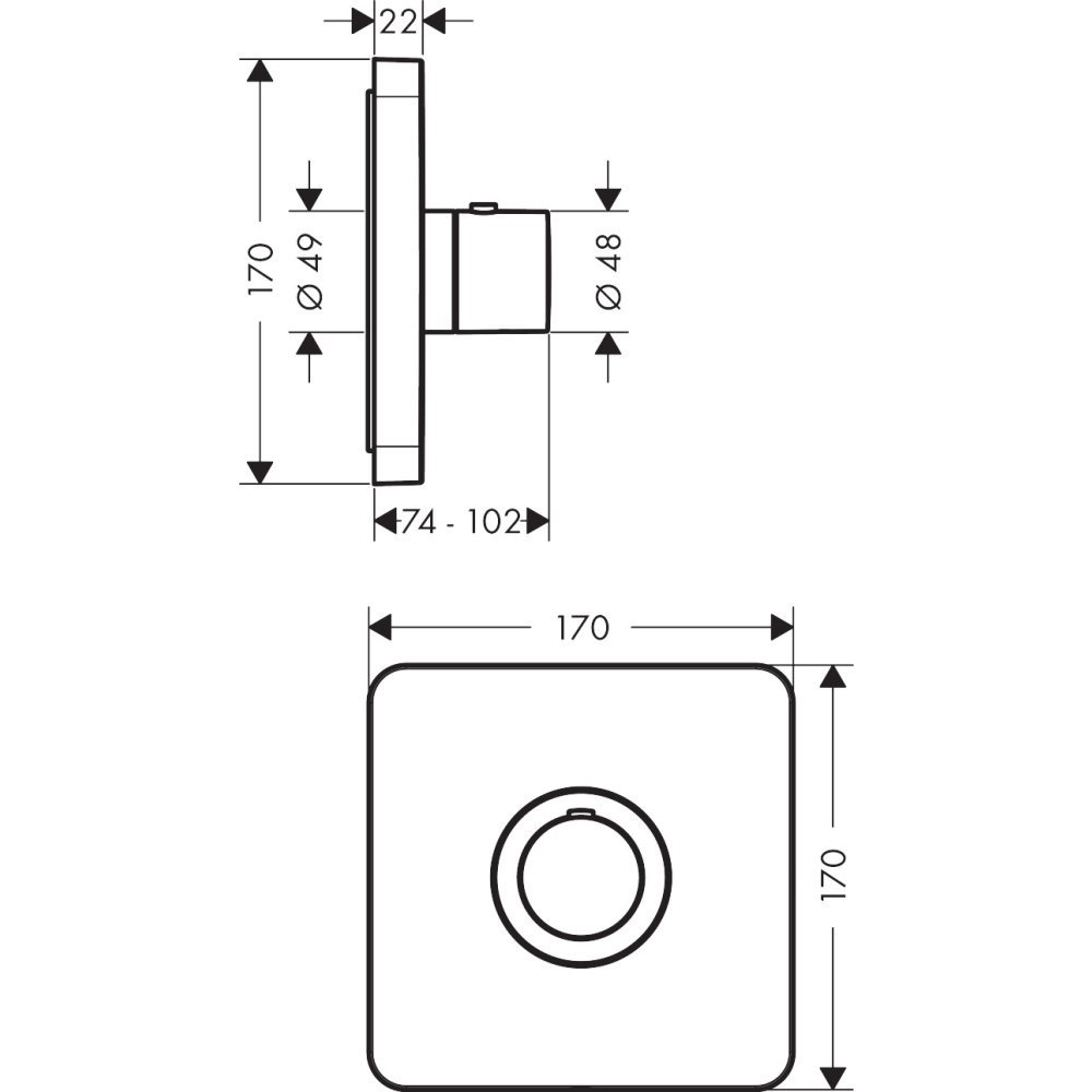 Термостат Highflow Axor ShowerSelect, скрытого монтажа, softsquare, 36711830, полированный никель