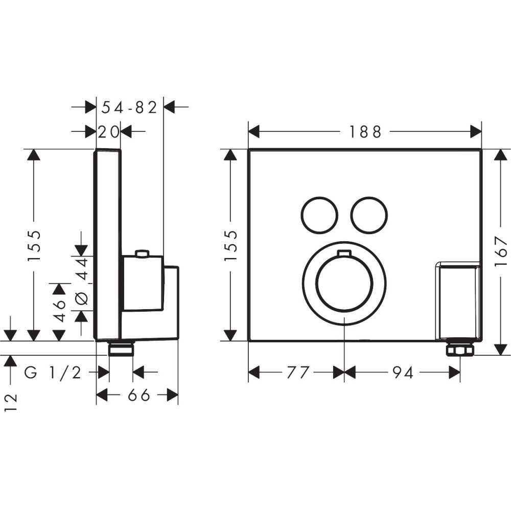 Термостат Axor ShowerSelect, для 2 потребителей, скрытого монтажа, квадратный, со шланговым подключением и держателем душа, 36712300, полированное красное золото 