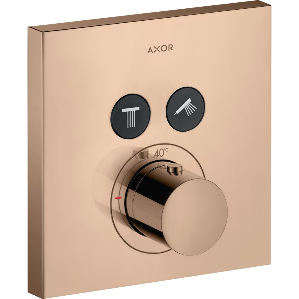 Термостат Axor ShowerSelect, для 2 потребителей, скрытого монтажа, квадратный, 36715300, полированное красное золото 
