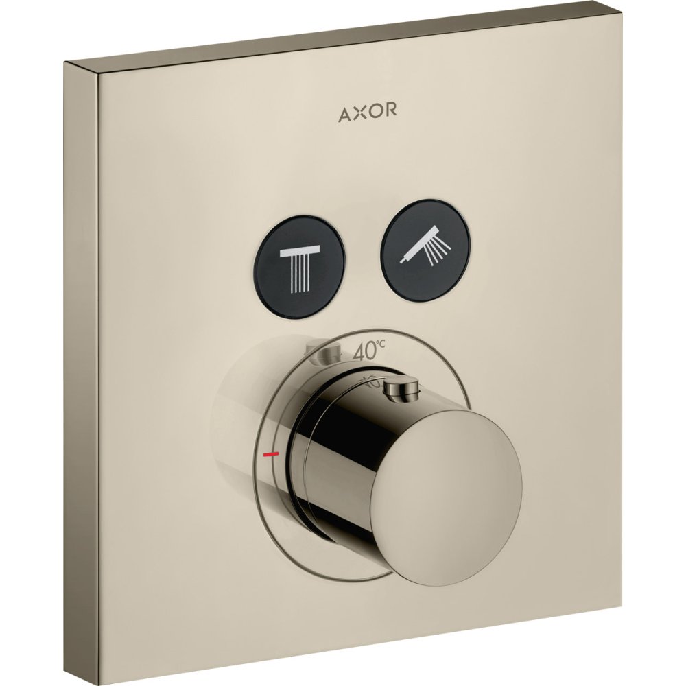 Термостат Axor ShowerSelect, для 2 потребителей, скрытого монтажа, квадратный, 36715830, полированный никель