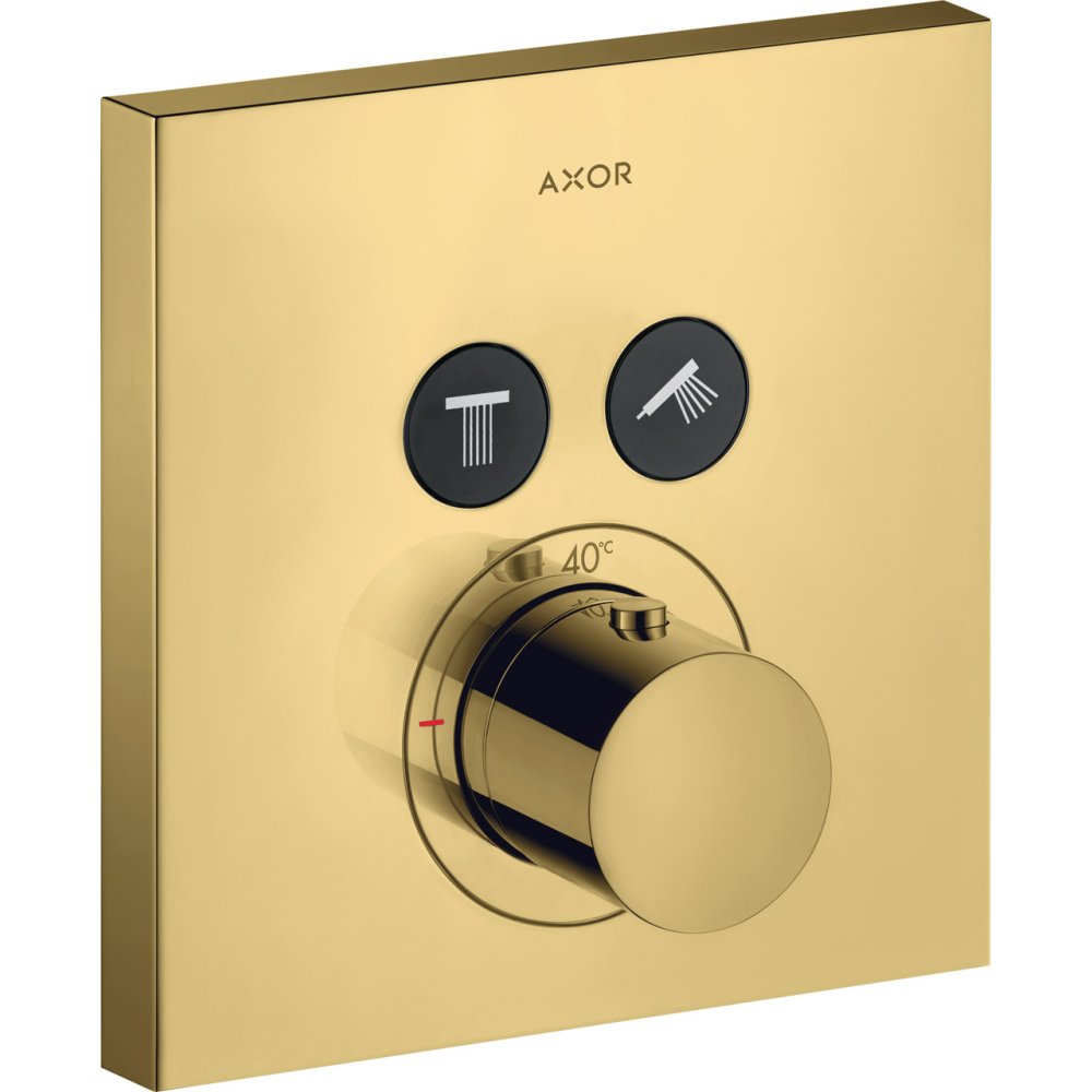 Термостат Axor ShowerSelect, для 2 потребителей, скрытого монтажа, квадратный, 36715990, полированное золото