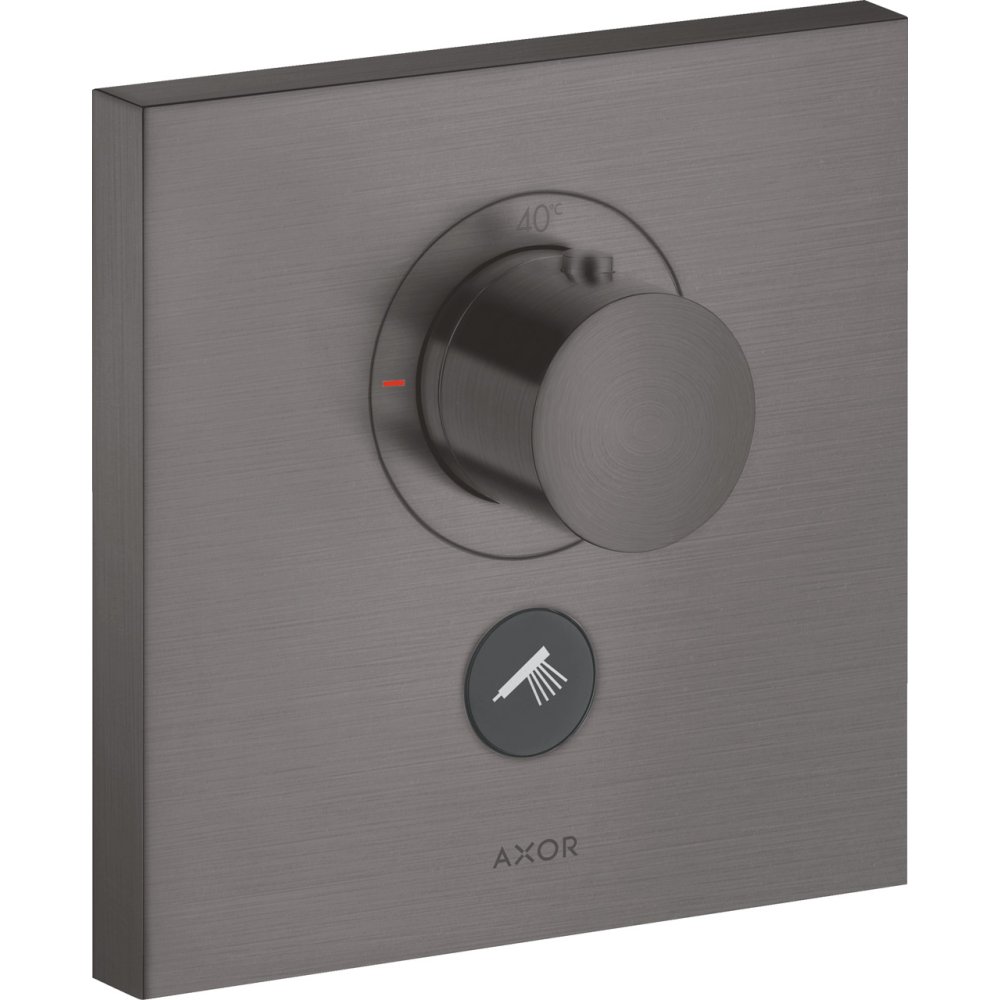 Термостат Highflow Axor ShowerSelect, для 1 потребителя, с клапаном для ручного душа, скрытого монтажа, квадратный, 36716340, шлифованный черный хром 