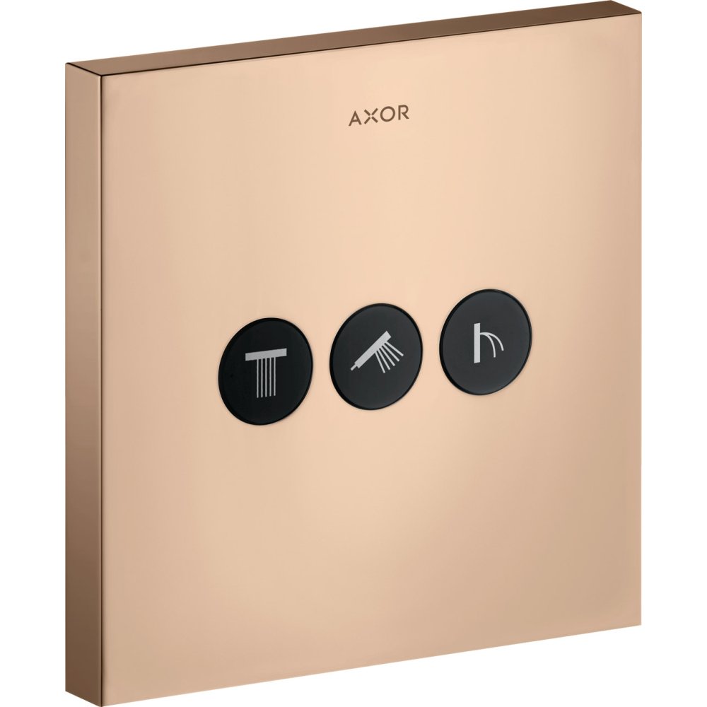 Вентиль Axor ShowerSelect, для 3 потребителей, квадратный, СМ, 36717300, полированное красное золото 
