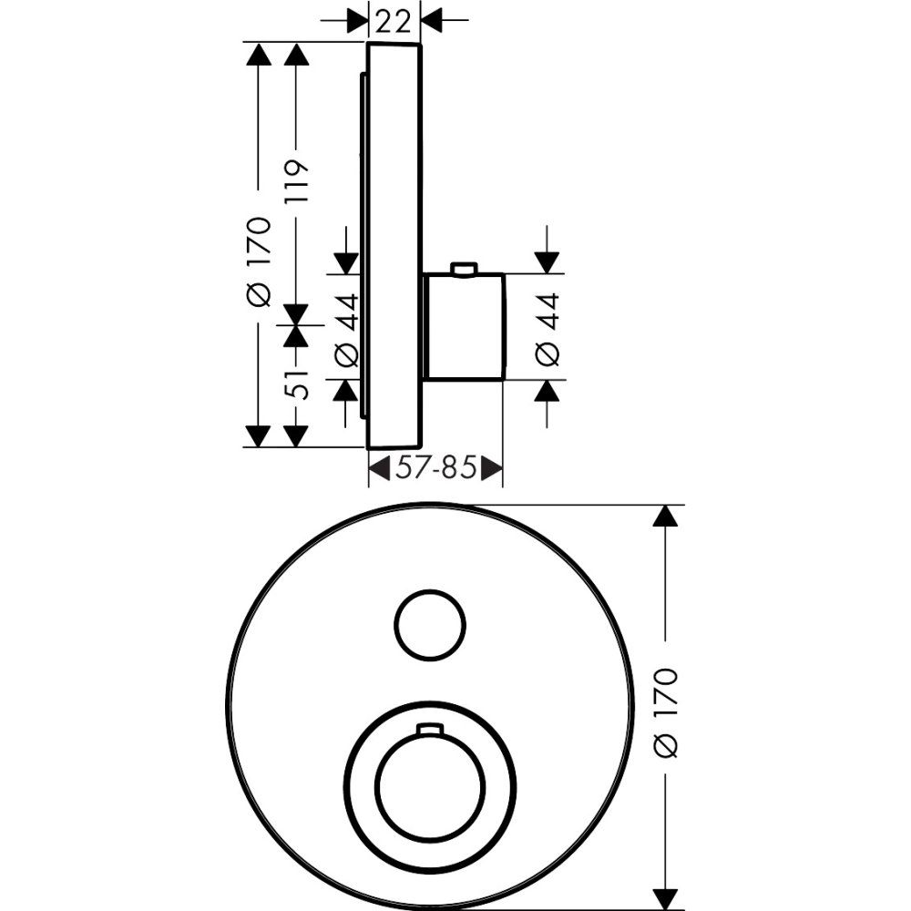 Термостат Axor ShowerSelect, для 1 потребителя, скрытого монтажа, круглый, 36722300, полированное красное золото 