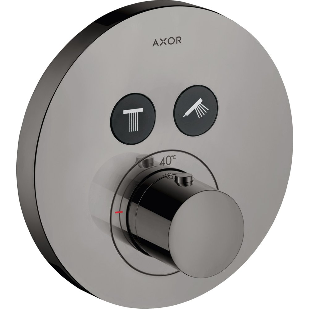 Термостат Axor ShowerSelect, для 2 потребителей, скрытого монтажа, круглый, 36723330, полированный черный хром 