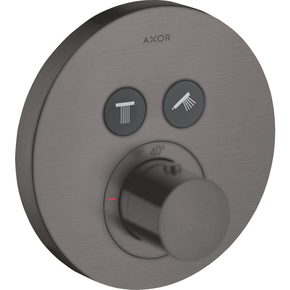 Термостат Axor ShowerSelect, для 2 потребителей, скрытого монтажа, круглый, 36723340, шлифованный черный хром 