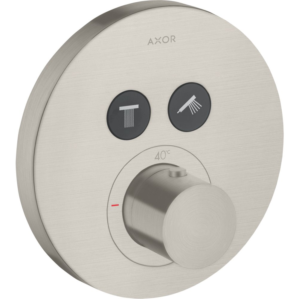 Термостат Axor ShowerSelect, для 2 потребителей, скрытого монтажа, круглый, 36723800, сталь