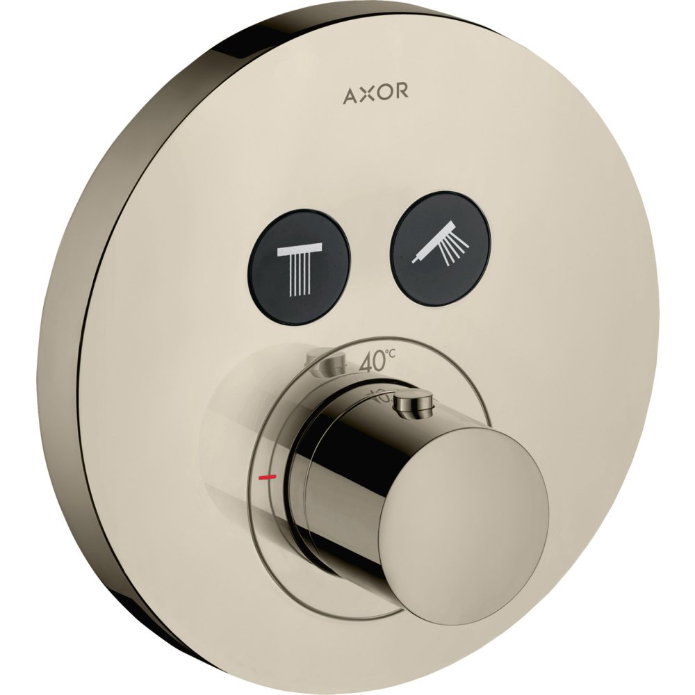 Термостат Axor ShowerSelect, для 2 потребителей, скрытого монтажа, круглый, 36723830, полированный никель