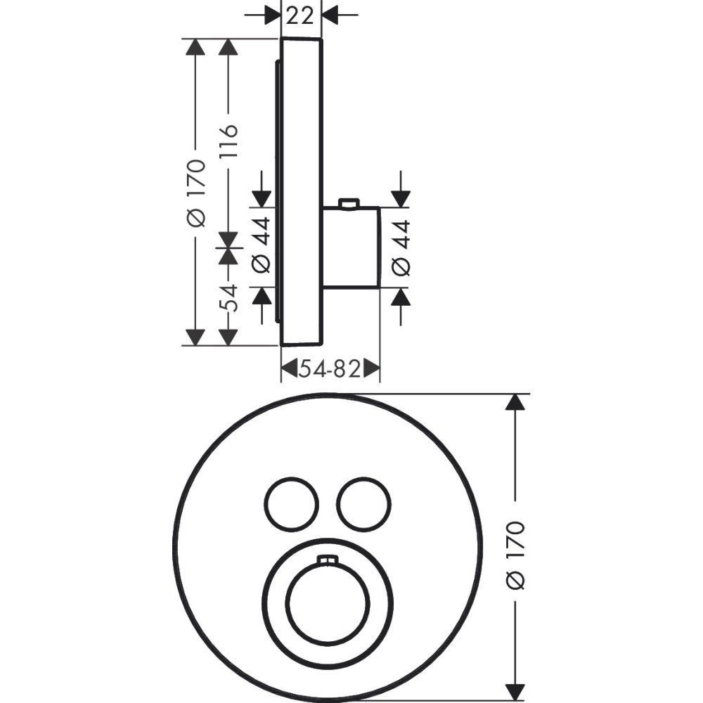 Термостат Axor ShowerSelect, для 2 потребителей, скрытого монтажа, круглый, 36723950, шлифованная медь