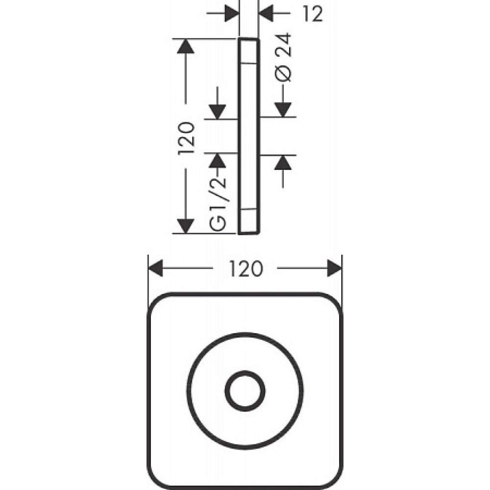 Настенная/потолочная панель Axor Citterio E, 12x12 см, 36725820, шлифованный никель