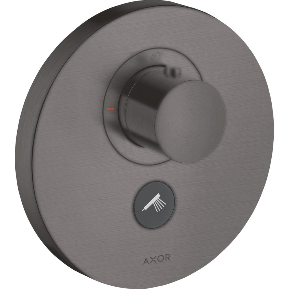 Термостат Highflow Axor ShowerSelect, для 1 потребителя, с клапаном для ручного душа, скрытого монтажа, круглый, 36726340, шлифованный черный хром 