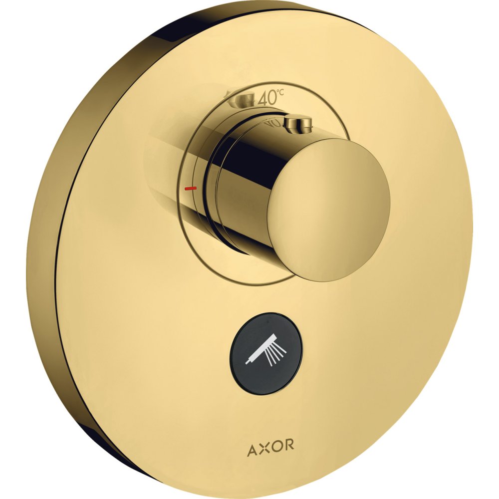 Термостат Highflow Axor ShowerSelect, для 1 потребителя, с клапаном для ручного душа, скрытого монтажа, круглый, 36726990, полированное золото