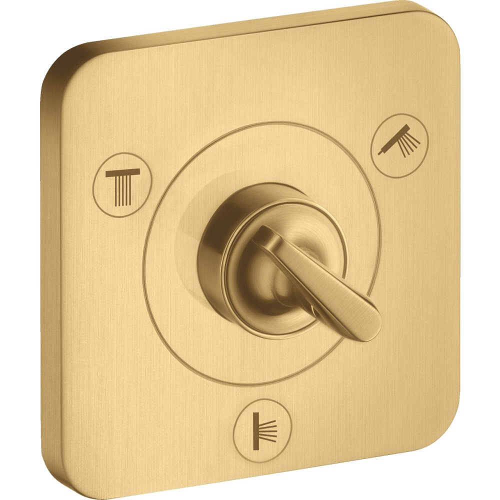 Запорный/переключающий вентиль Trio/Quattro Axor Citterio E, 120/120, скрытого монтажа, 36772250, шлифованное золото