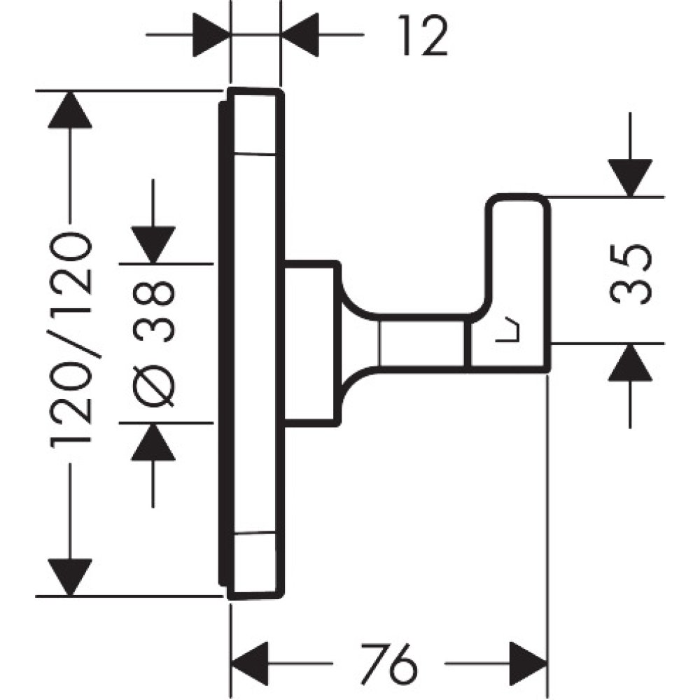 Запорный/переключающий вентиль Trio/Quattro Axor Citterio E, 120/120, скрытого монтажа, 36772250, шлифованное золото